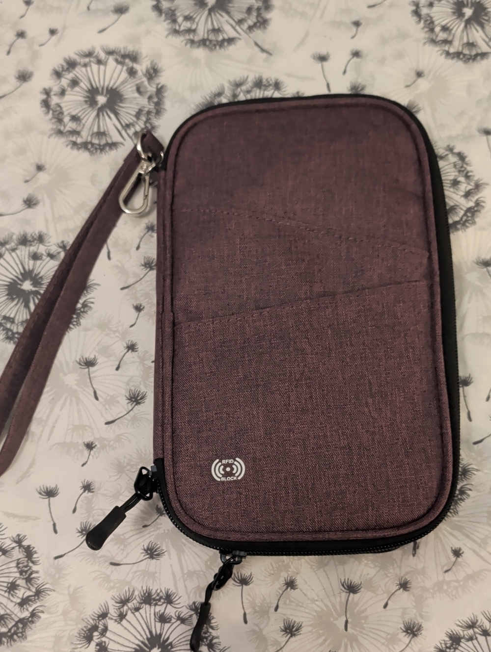 Plum RFID Travel Passport Wallet Wristlet